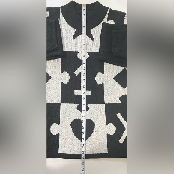 Carroll Elegance Wool Blend Crewneck Sweater Eclectic Monochrome Indie Sleeze L - Picture 11 of 14